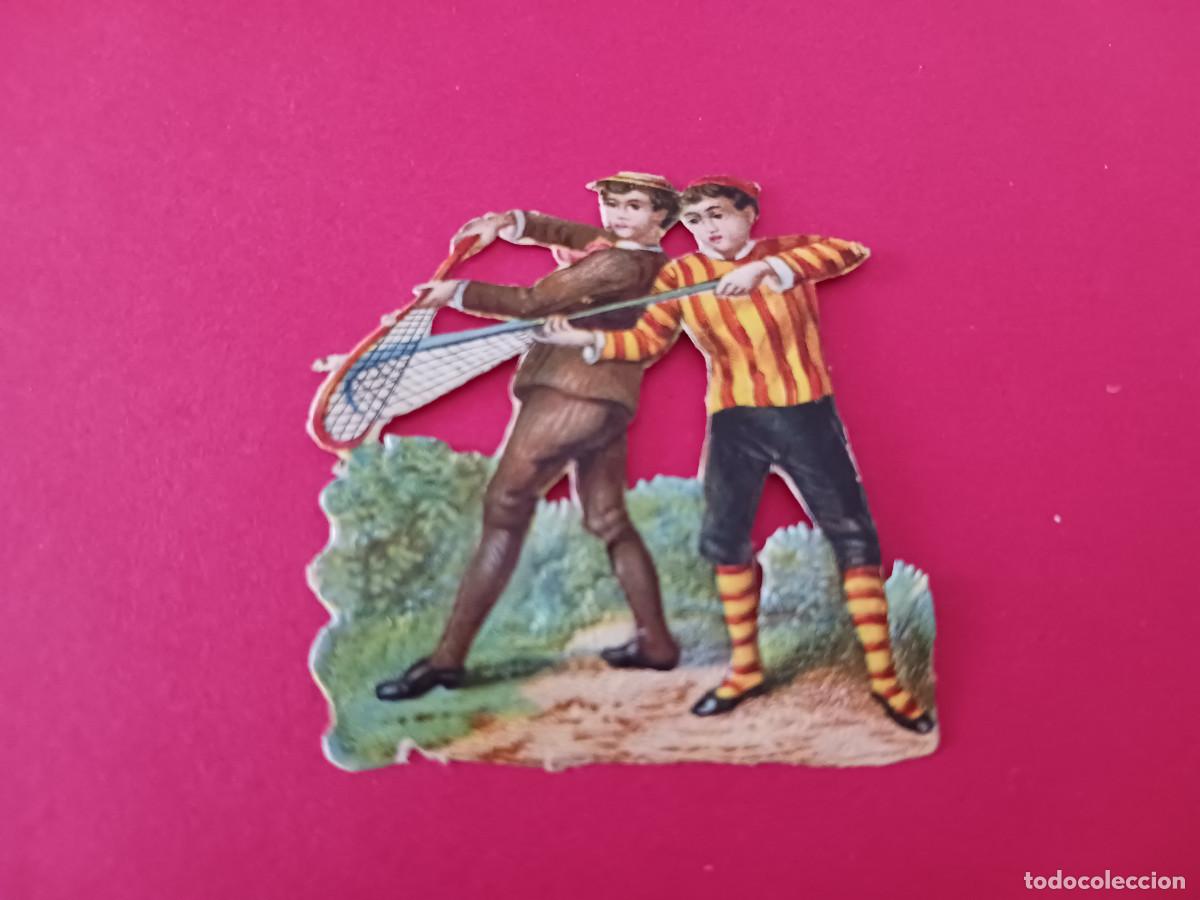 Coleccionismo cromos troquelados antiguos: cromo troquelado, ni&ntilde;os con raquetas, sin nombre comercial