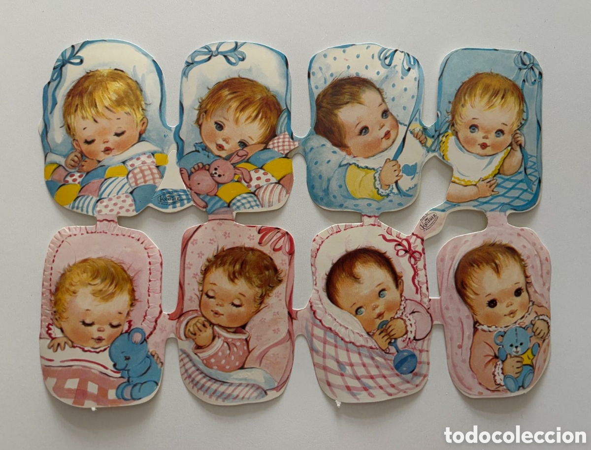 Coleccionismo cromos troquelados antiguos: L&aacute;mina CROMOS TROQUELADOS alemanes KRUGER relieve ni&ntilde;os beb&eacute;s NUEVA colecci&oacute;n antigua juego infantil