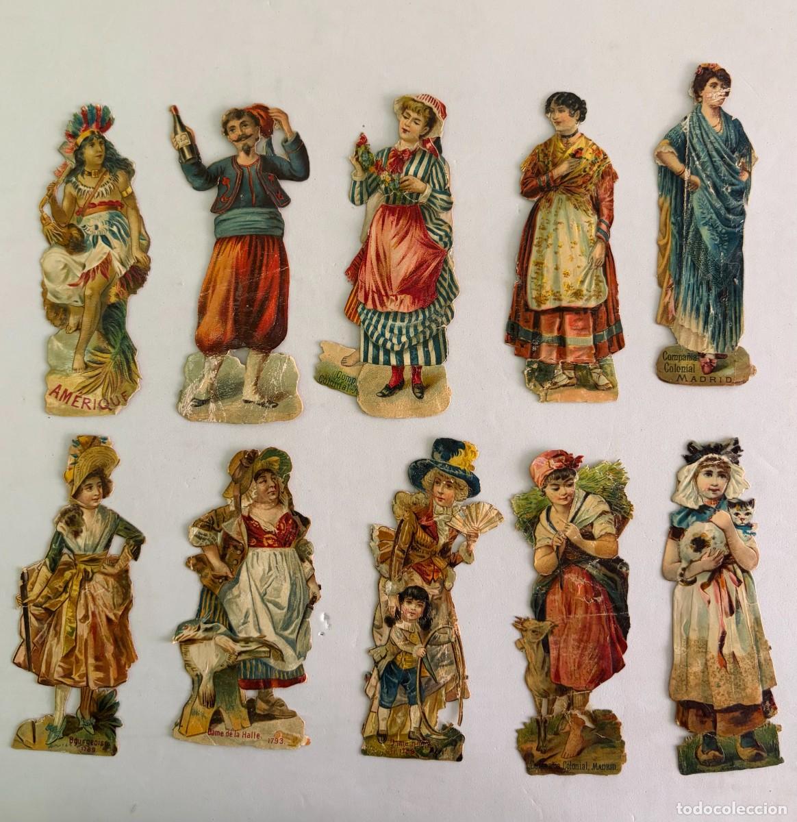 Coleccionismo cromos troquelados antiguos: Lote 10 cromos troquelados Compa&ntilde;&iacute;a Colonial Madrid Chocolates c.1890-1910 publicidad