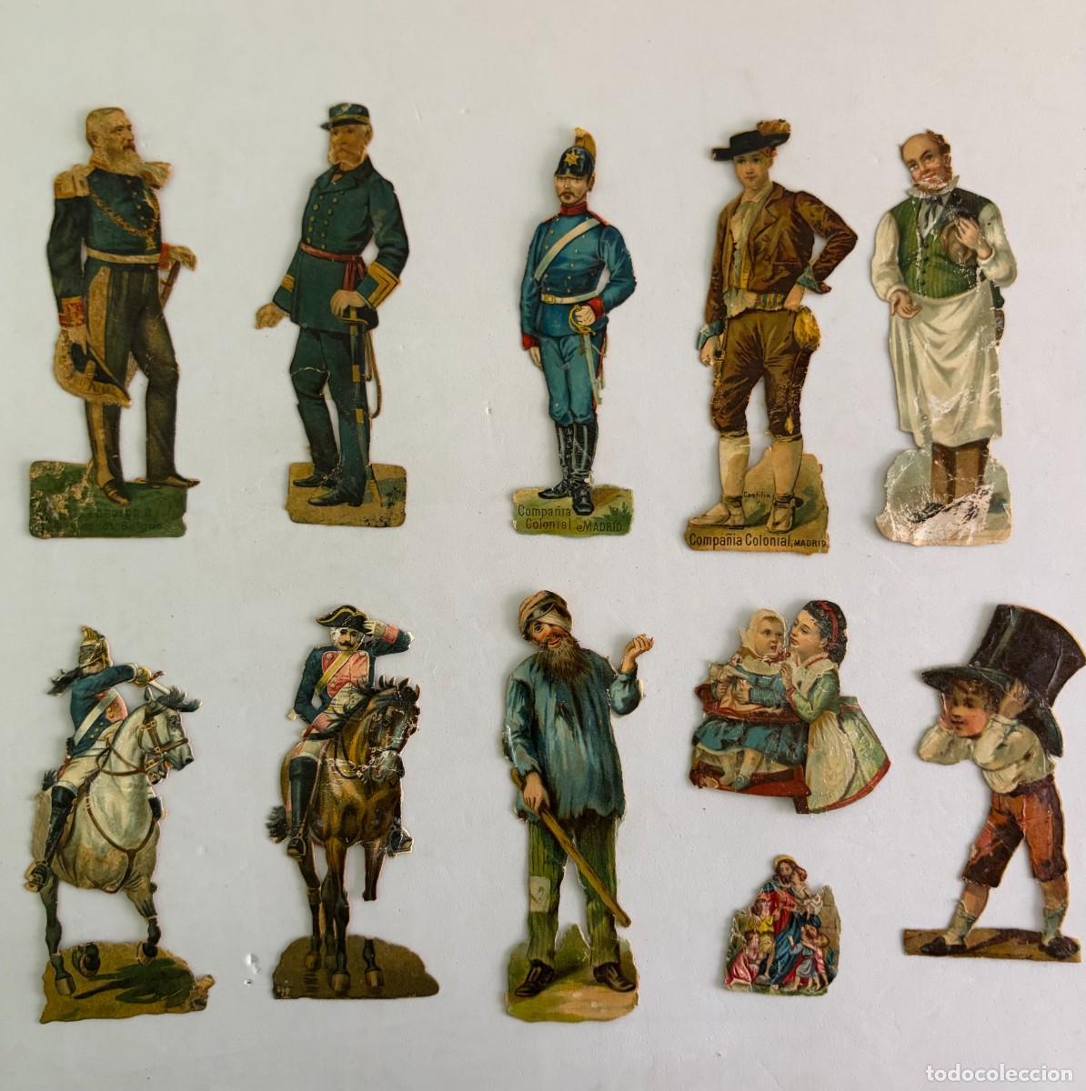 Coleccionismo cromos troquelados antiguos: Lote 11 cromos troquelados Compa&ntilde;&iacute;a Colonial Madrid militares y tipos populares c.1890-1910
