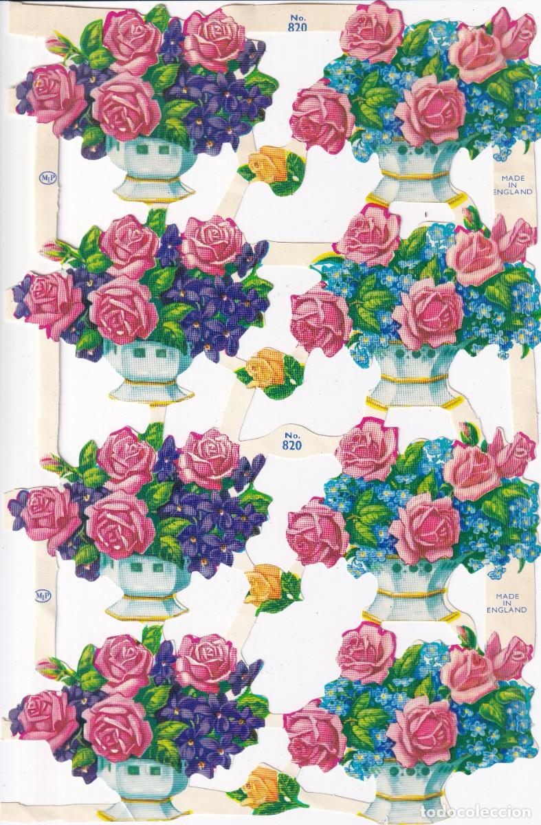 Coleccionismo cromos troquelados antiguos: HOJA CON CROMOS ANTIGUOS DE PICAR TROQUELADOS DE FLORES (MADE IN ENGLAND)