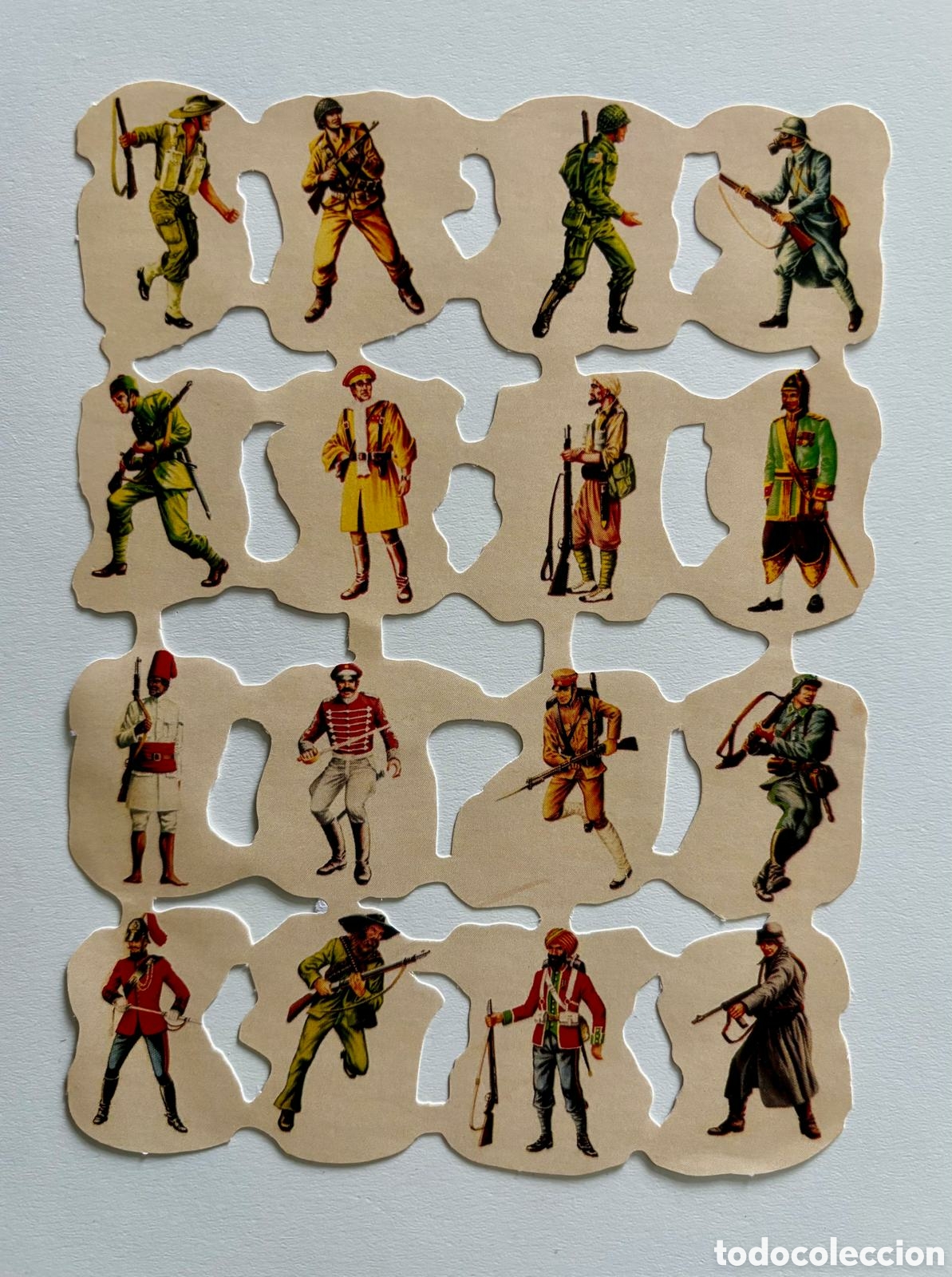 Coleccionismo cromos troquelados antiguos: L&aacute;mina CROMOS TROQUELADOS espa&ntilde;oles ACTUALES REEDICI&Oacute;N dibujos soldados 70/80 NUEVA colecci&oacute;n ni&ntilde;os