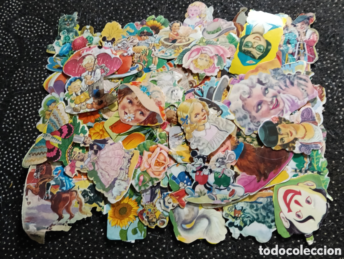Coleccionismo cromos troquelados antiguos: Lote de 70 recortables o cromos troquelados de picar usado y algunos escritos de la &eacute;poca