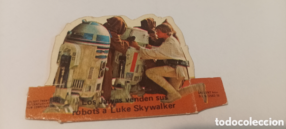 Coleccionismo cromos troquelados antiguos: Troquelado phoskitos la guerra de las galaxias Los Jawas venden su robots a Luke Skywalker 1977