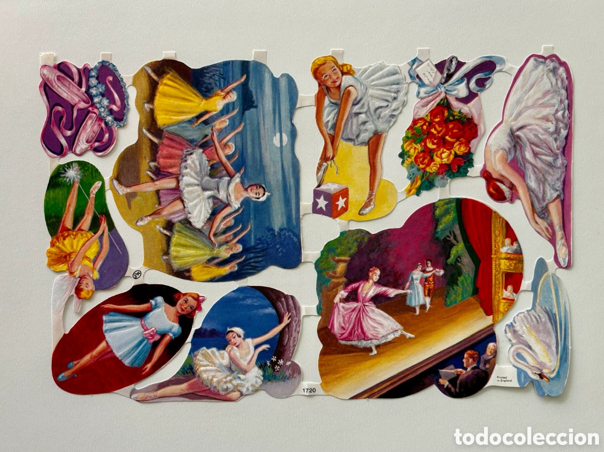 Coleccionismo cromos troquelados antiguos: L&aacute;mina CROMOS TROQUELADOS ingleses MLP 1720 ni&ntilde;os bailarinas NUEVA colecci&oacute;n juego infantiles ni&ntilde;as