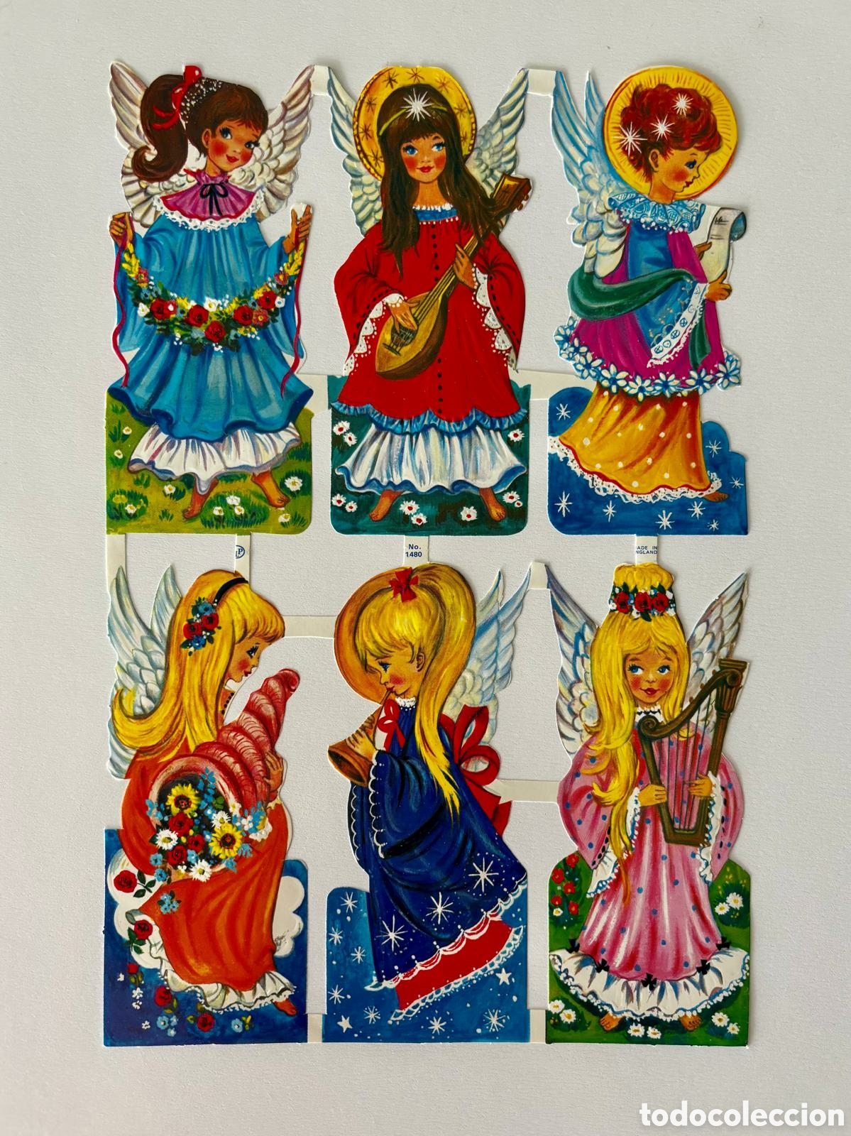 Coleccionismo cromos troquelados antiguos: L&aacute;mina CROMOS TROQUELADOS ingleses MLP 1480 dibujos &aacute;ngeles NUEVA colecci&oacute;n juego infantil ni&ntilde;as