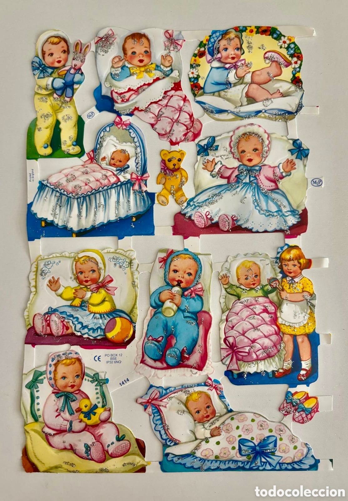 Coleccionismo cromos troquelados antiguos: L&aacute;mina PURPURINA CROMOS TROQUELADOS ingleses MLP 1486 ni&ntilde;os beb&eacute;s NUEVA brillantina colecci&oacute;n juego
