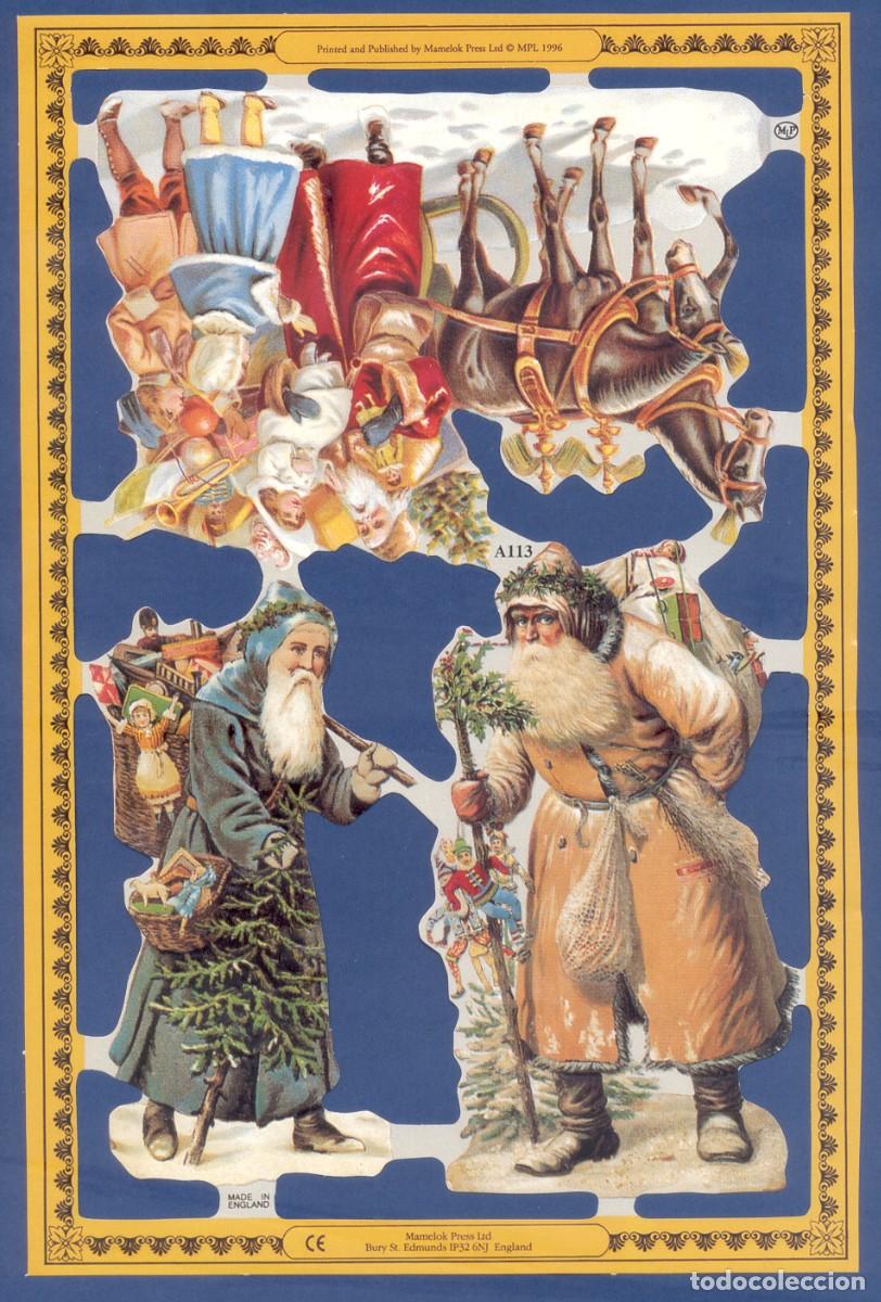Coleccionismo cromos troquelados antiguos: LAMINA CROMOS TROQUELADOS MLP- A113. ESCENAS NAVIDE&Ntilde;AS. RELIEVE BRILLO.