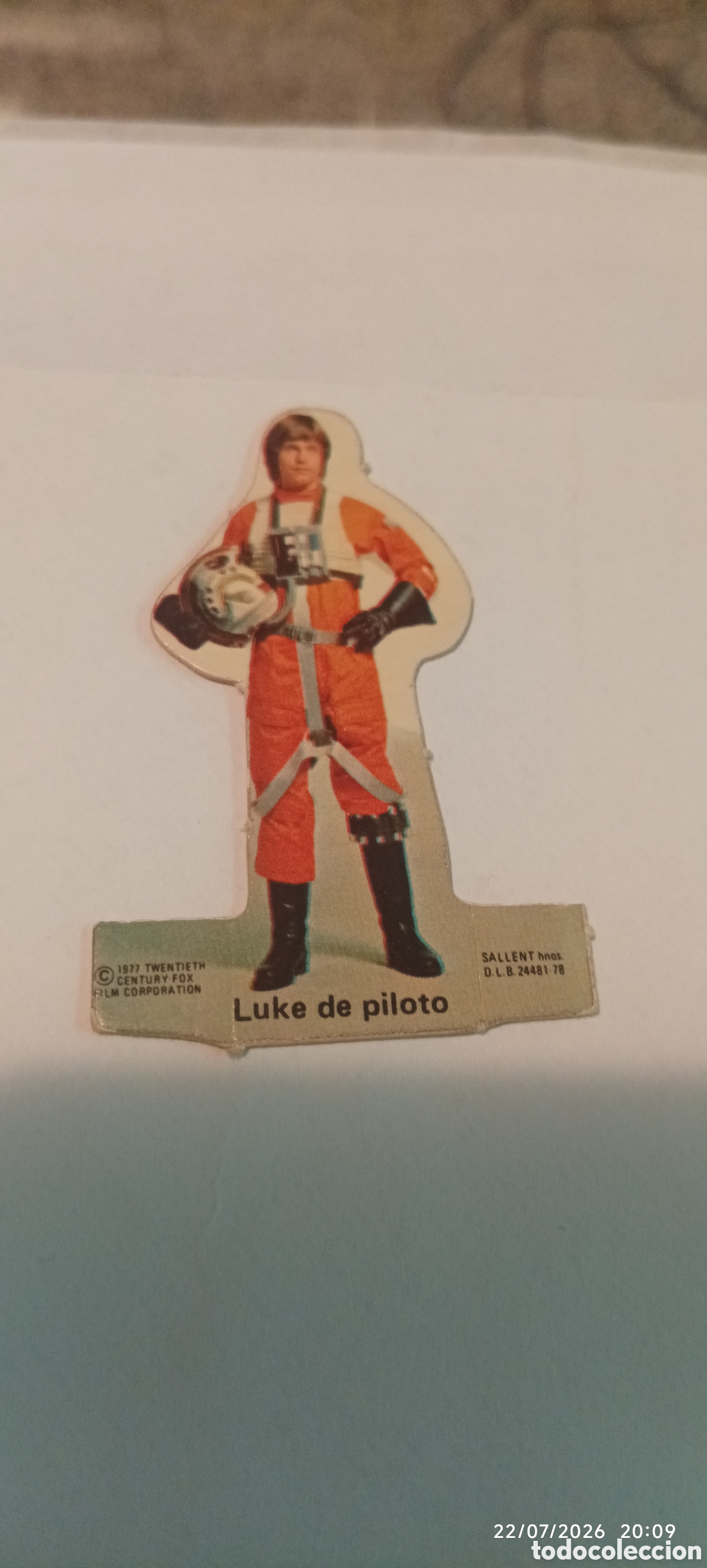 Coleccionismo cromos troquelados antiguos: Troquelado phoskitos la guerra de las galaxias Luke Skywalker piloto 1977