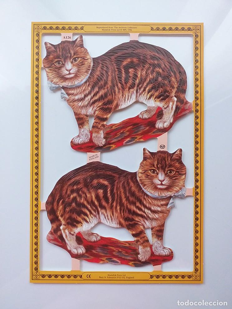 Coleccionismo cromos troquelados antiguos: L&aacute;mina de cromos troquelados de gatos
