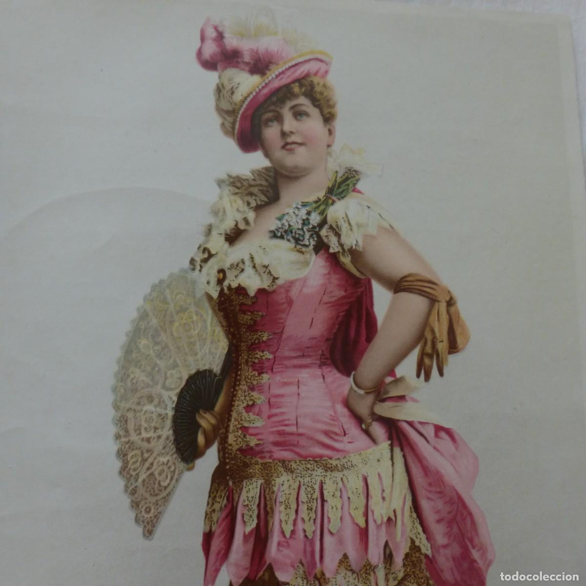 Coleccionismo cromos troquelados antiguos: ANTIGUO CROMO TROQUELADO FAUSTO MU&Ntilde;OZ MALAGA S. XIX ACTRIZ LILLIAN RUSSELL DIE CUT C. 1890