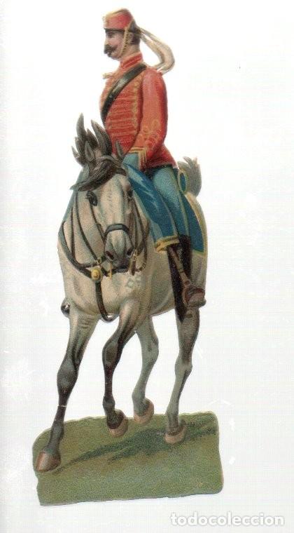 Coleccionismo cromos troquelados antiguos: ANTIGUO CROMO TROQUELADO, SOLDADO A CABALLO (EJERCITO DE TIERRA DE ESPA&Ntilde;A). ORIGINAL. 12 CM.