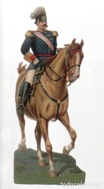 Coleccionismo cromos troquelados antiguos: ANTIGUO CROMO TROQUELADO, OFICIAL DE CABALLERIA DEL EJERCITO ESPA&Ntilde;OL. ORIGINAL. 12 CM.