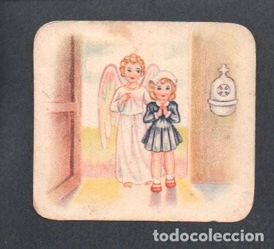 Coleccionismo cromos troquelados antiguos: ANTIGUO CROMO ORIGINAL TROQUELADO, RELIGIOSO INFANTIL. ANGEL DE LA GUARDA ACOMPA&Ntilde;ANDO A NI&Ntilde;A...