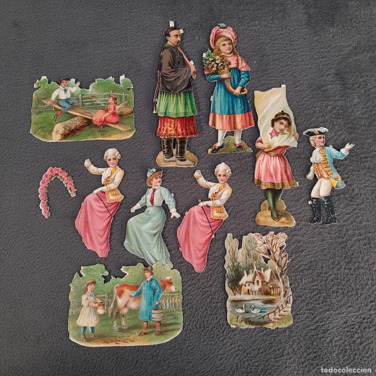 Coleccionismo cromos troquelados antiguos: CR-600. LOTE DE 11 FIGURAS TROQUELADAS PUBLICITARIAS &rdquo;CHOCOLATE E. JUNCOSA&rdquo;.1890-1910 ca.
