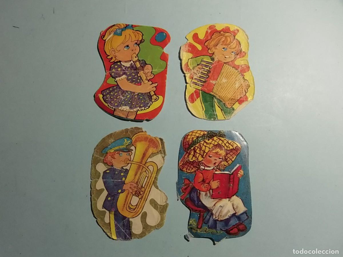 Coleccionismo cromos troquelados antiguos: CROMOS DE PICAR - NI&Ntilde;OS - M&Uacute;SICA Y LECTURA - 4 UNIDADES.