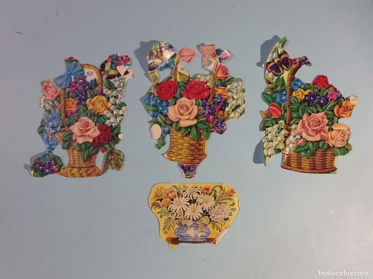Coleccionismo cromos troquelados antiguos: CROMOS DE PICAR - RACIMOS DE FLORES - 4 UNIDADES.