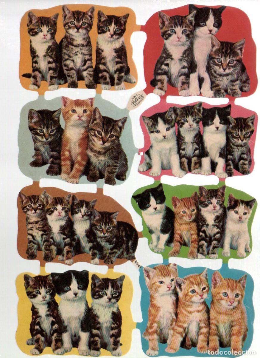 Coleccionismo cromos troquelados antiguos: CROMOS TROQUELADOS ORIGINALES, - LAMINA KRUGER 98/49 - CON BRILLO Y RELIEVE. GATOS.