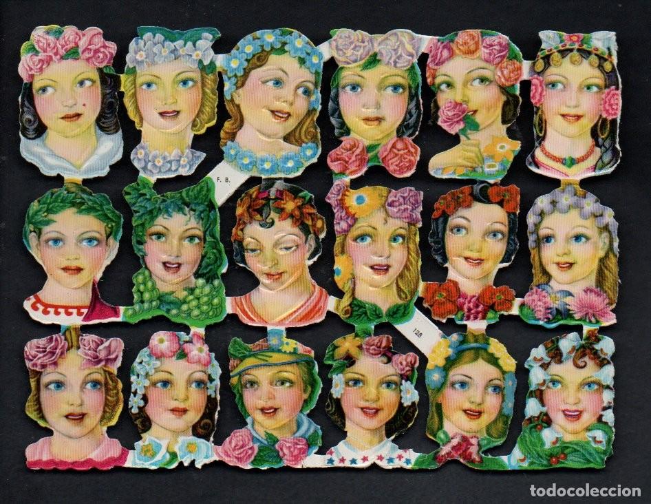 Coleccionismo cromos troquelados antiguos: CROMOS TROQUELADOS ORIGINALES, - LAMINA FB 128 - CON BRILLO Y RELIEVE. COMPLETA.