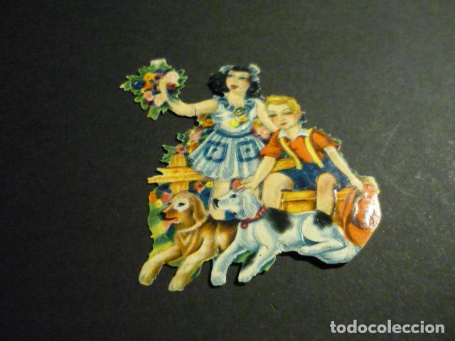 Collectionnisme Cartes &agrave; collectionner massicot&eacute;es anciennes: CROMO TROQUELADO O DE PICAR NI&Ntilde;OS CON PERROS