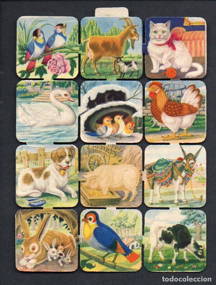 Coleccionismo cromos troquelados antiguos: CROMOS TROQUELADOS ORIGINALES, - ANTIGUA LAMINA ANIMALITOS - CON BRILLO Y RELIEVE. COMPLETA.