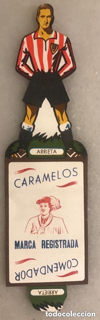 Coleccionismo cromos troquelados antiguos: Cromo troquelado Arrieta . Ath Bilbao. 1942. Publicidad Comendador