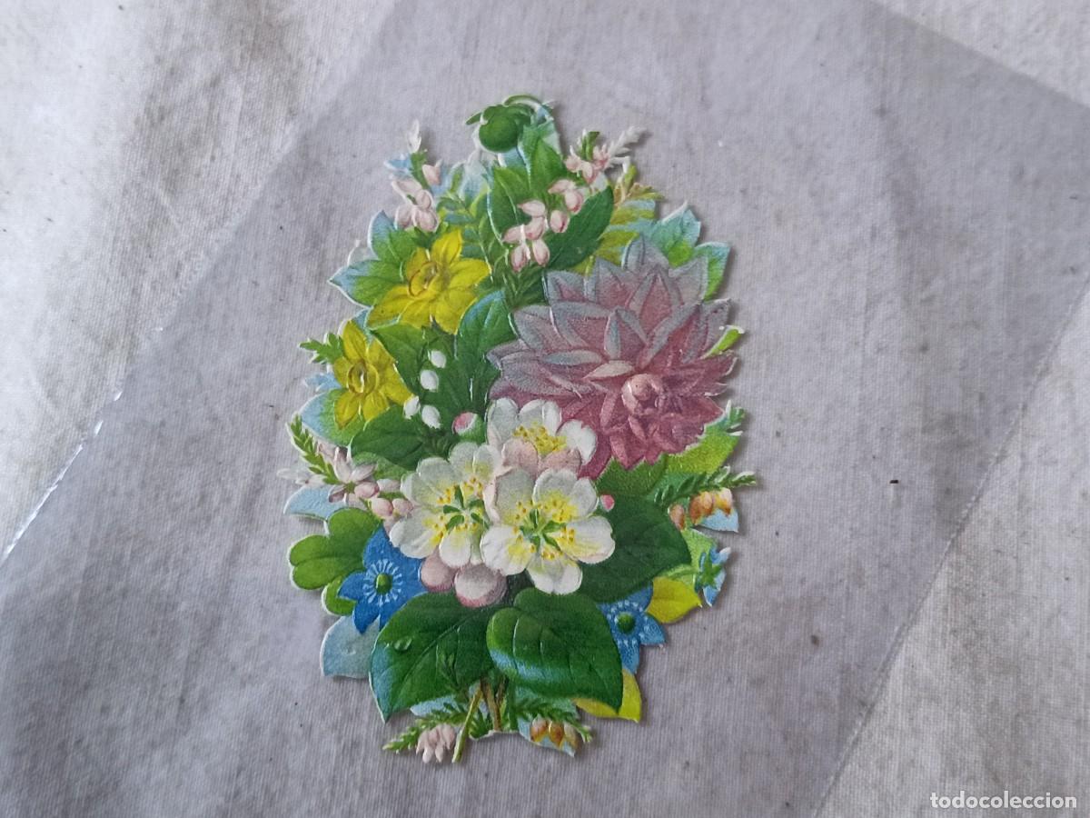 Collectable Antique Stamped Cards: Antiguo Cromo Troquelado, con relieve, Flores
