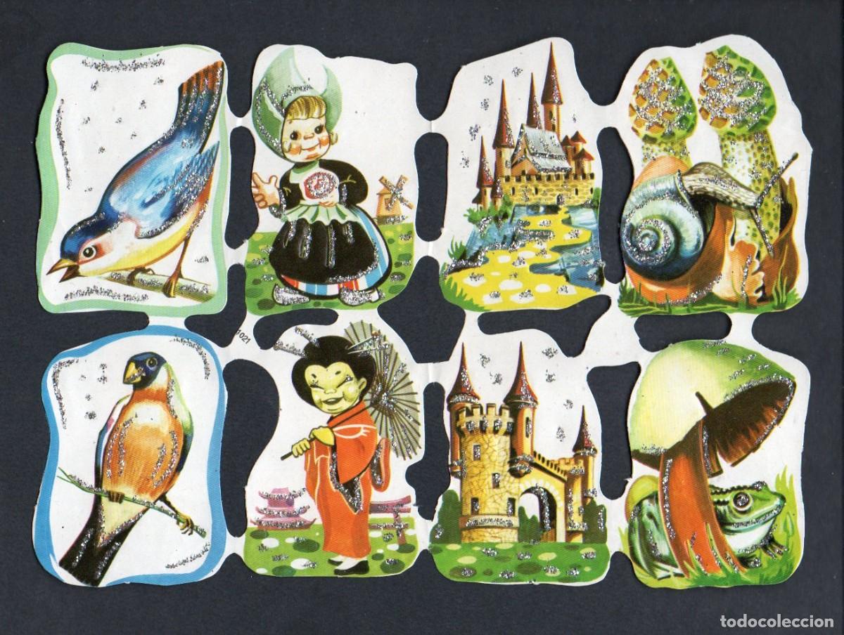 Coleccionismo cromos troquelados antiguos: CROMOS TROQUELADOS - LAMINA LA MARIPOSA 1021 - CON PURPURINA.