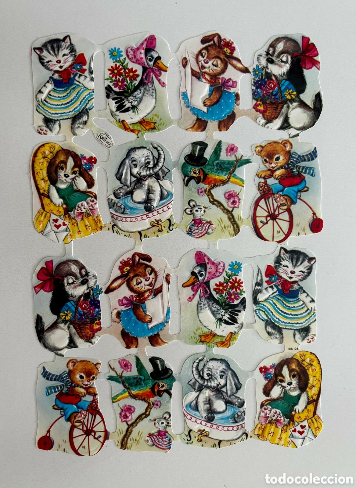 Coleccionismo cromos troquelados antiguos: L&aacute;mina CROMOS TROQUELADOS alemanes KRUGER 98/128 relieve animalitos colecci&oacute;n ni&ntilde;os antigua infantil