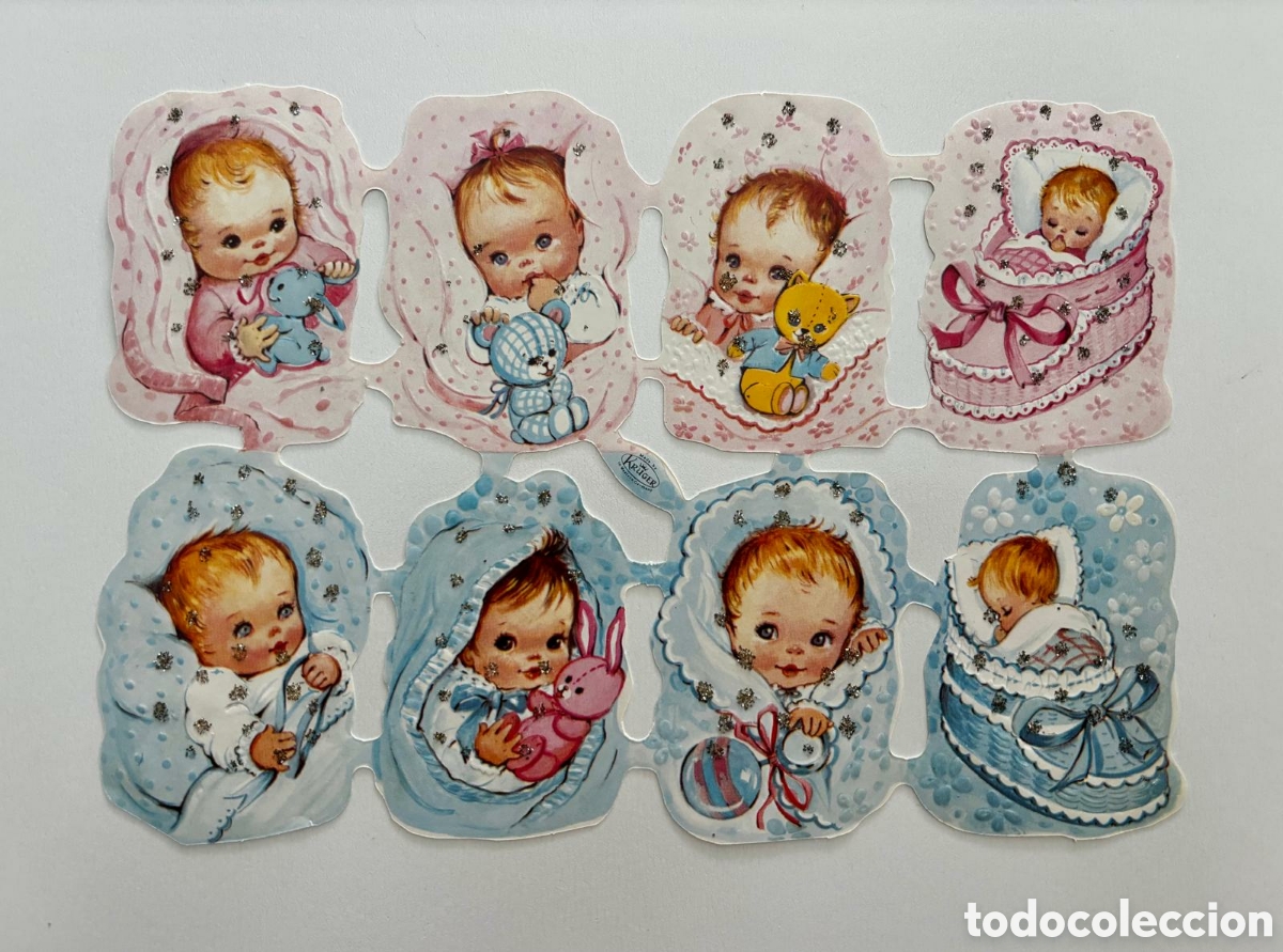 Coleccionismo cromos troquelados antiguos: L&aacute;mina PURPURINA CROMOS TROQUELADOS alemanes KRUGER relieve beb&eacute;s colecci&oacute;n brillantina ni&ntilde;as