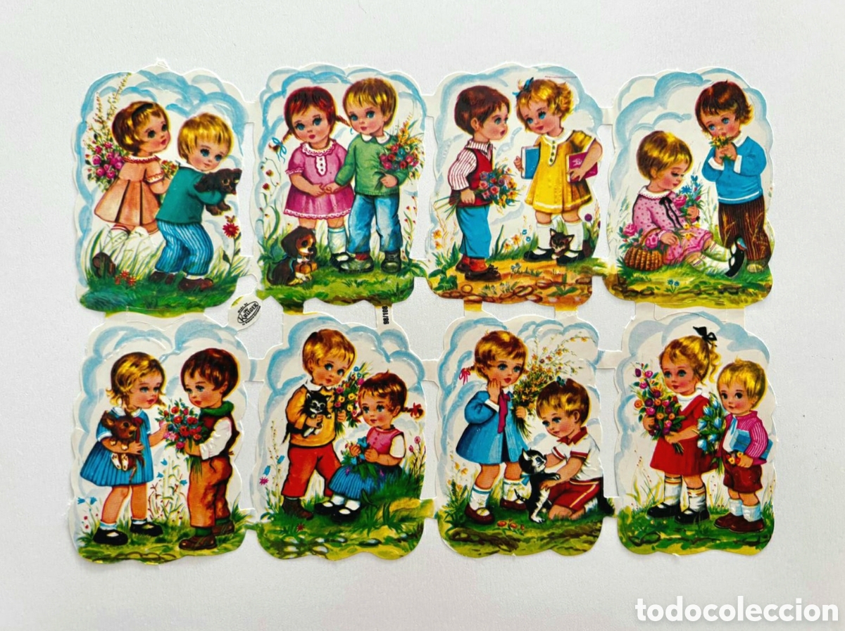 Coleccionismo cromos troquelados antiguos: L&aacute;mina CROMOS TROQUELADOS alemanes KRUGER 98/108 relieve ni&ntilde;os parejas colecci&oacute;n antigua