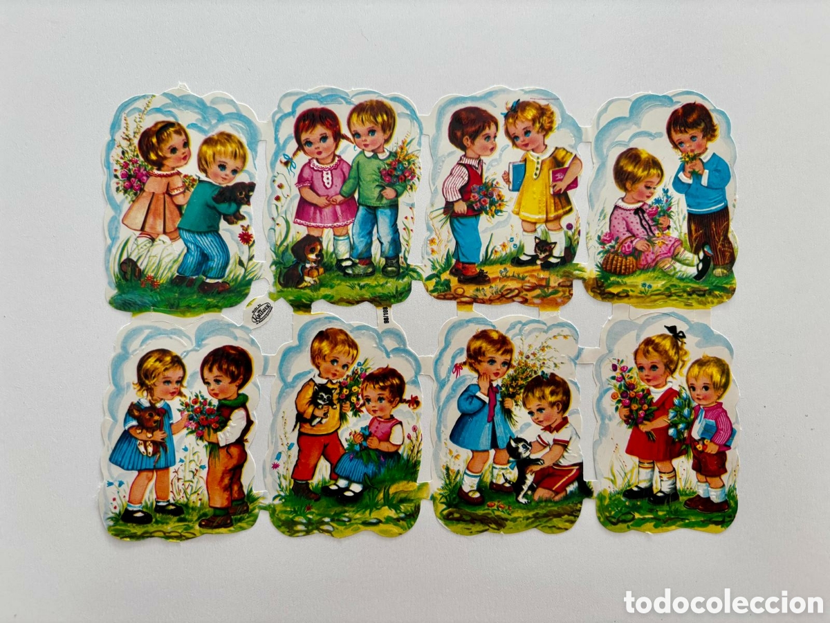 Coleccionismo cromos troquelados antiguos: L&aacute;mina CROMOS TROQUELADOS alemanes KRUGER 98/108 relieve ni&ntilde;os parejas colecci&oacute;n antigua