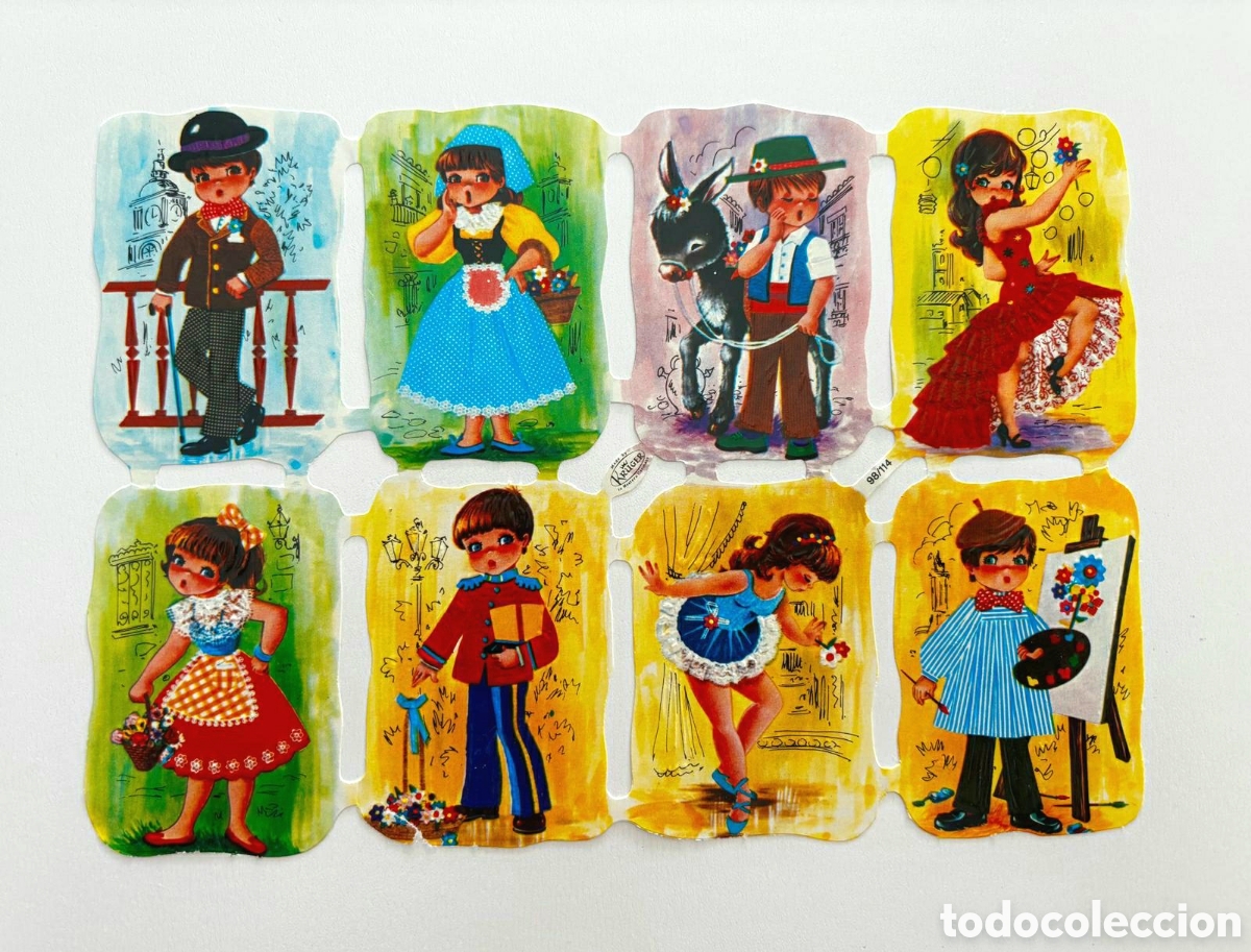 Coleccionismo cromos troquelados antiguos: L&aacute;mina CROMOS TROQUELADOS alemanes KRUGER 98/108 relieve ni&ntilde;os parejas colecci&oacute;n antigua
