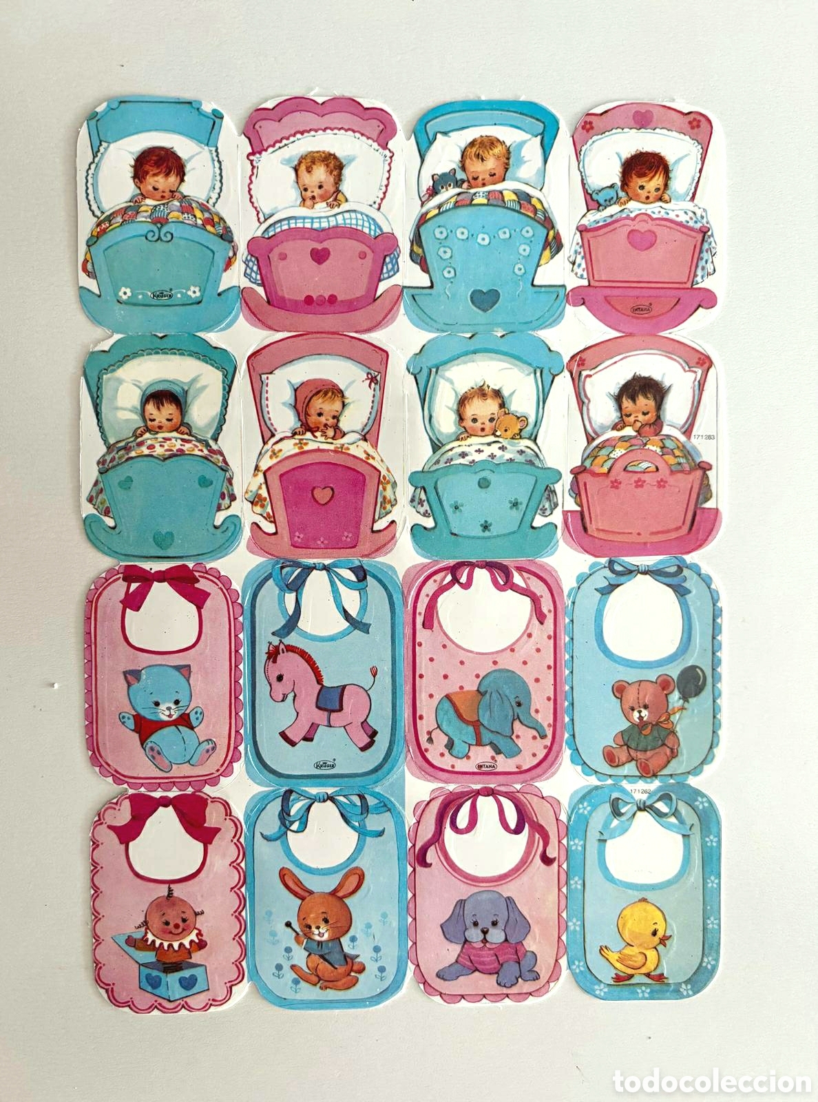 Coleccionismo cromos troquelados antiguos: L&aacute;mina CROMOS TROQUELADOS alemanes KRUGER relieve beb&eacute;s cunas cunitas perros colecci&oacute;n antigua san
