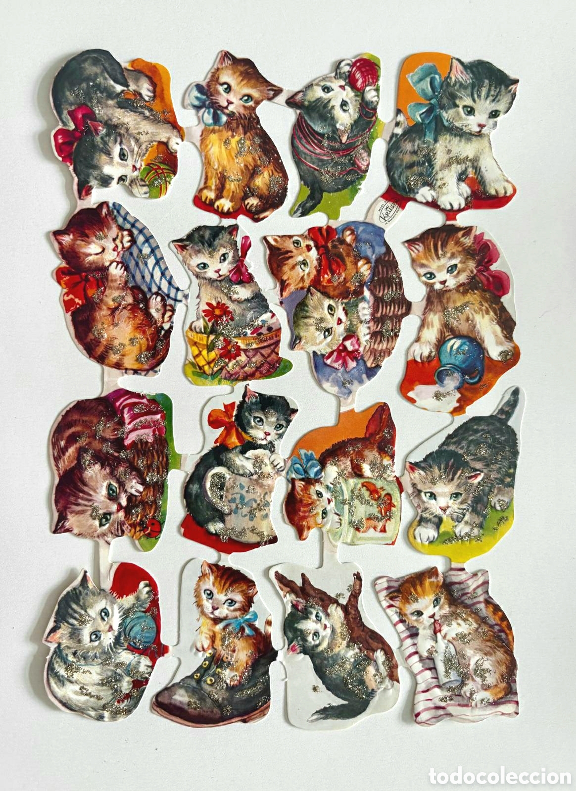 Coleccionismo cromos troquelados antiguos: L&aacute;mina PURPURINA CROMOS TROQUELADOS alemanes KRUGER relieve animales colecci&oacute;n brillantina ni&ntilde;as