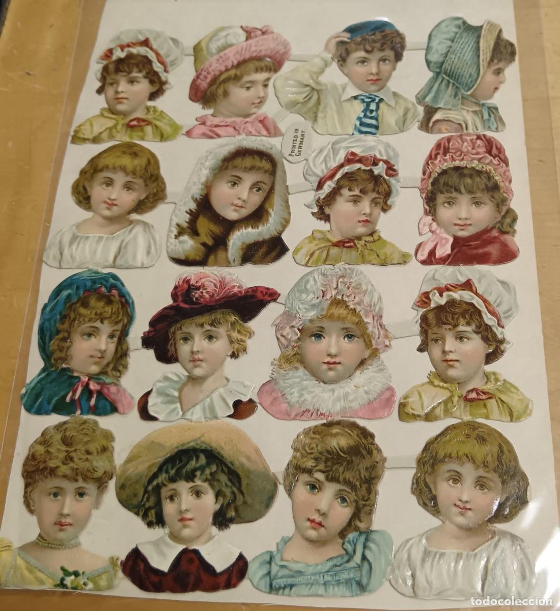 Coleccionismo cromos troquelados antiguos: L&Aacute;MINA ANTIGUA CROMOS TROQUELAODS NI&Ntilde;OS PRINTED IN GERMANY CON BRILLO Y RELIEVE 17X13 CM.