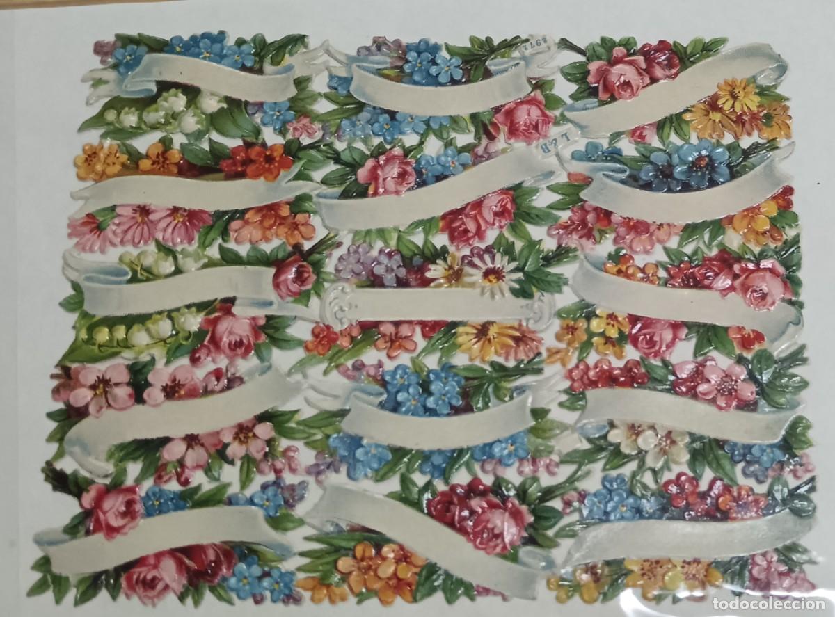 Coleccionismo cromos troquelados antiguos: L&Aacute;MINA ANTIGUA CROMOS TROQUELAODS FLORES L&B N&ordm; 2972 12,5X10 CM. CON RELIEVE
