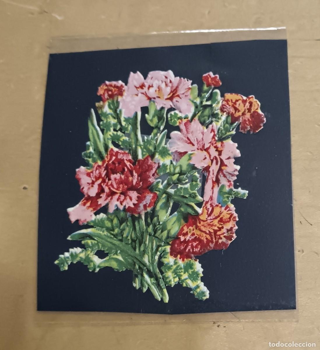 Coleccionismo cromos troquelados antiguos: CROMO TROQUELADO ANTIGUO CON RELIEVE FLORES 5,5 CM. ALTURA
