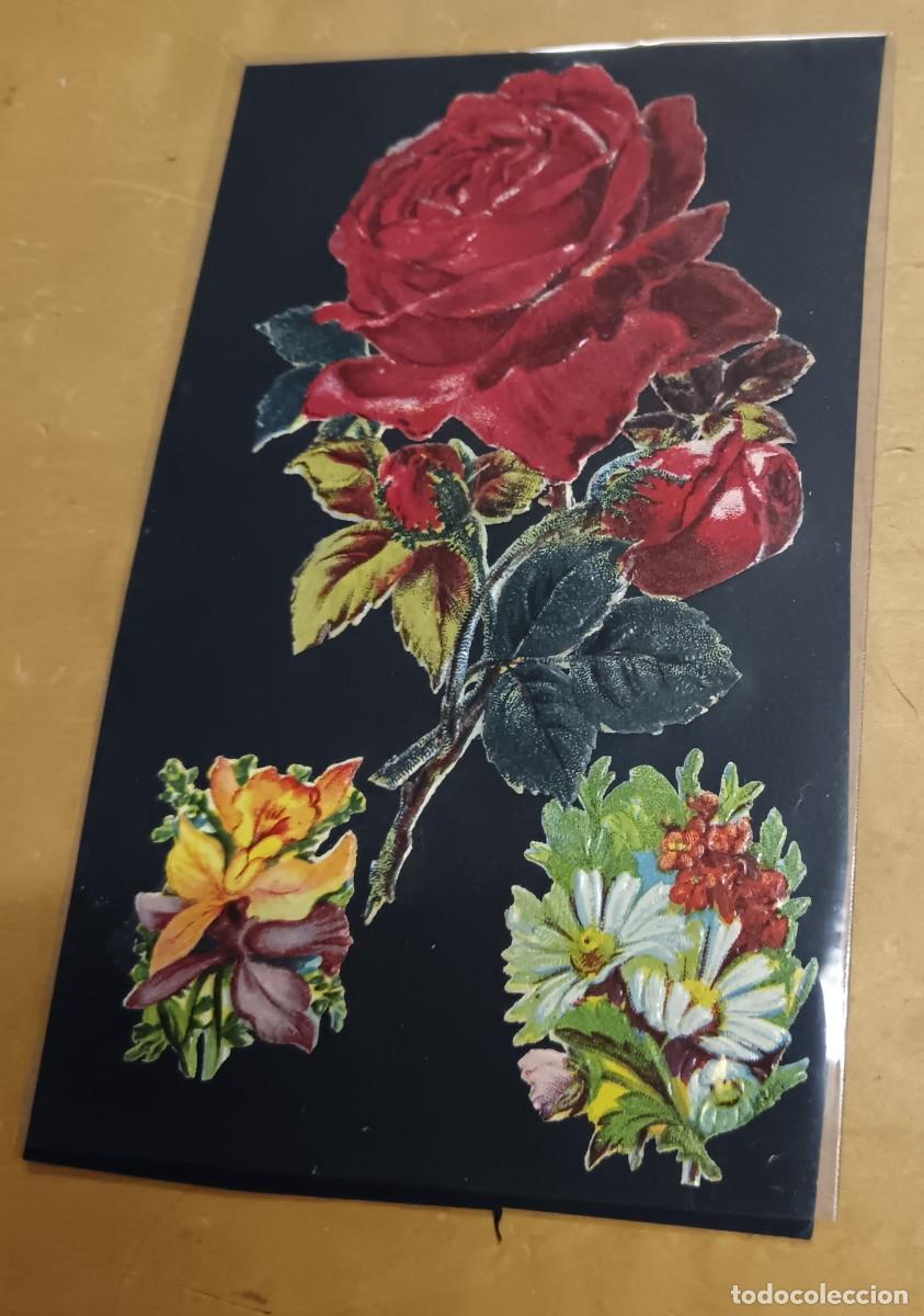 Coleccionismo cromos troquelados antiguos: LOTE DE 3 CROMOS ANTIGUOS TROQUELADOS CON RELIEVE FLORES