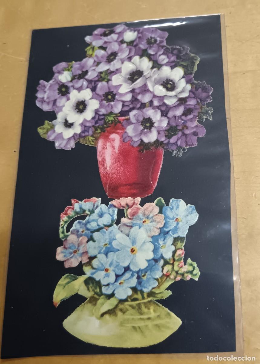 Coleccionismo cromos troquelados antiguos: LOTE DE 2 CROMOS ANTIGUOS TROQUELADOS CON RELIEVE FLORES