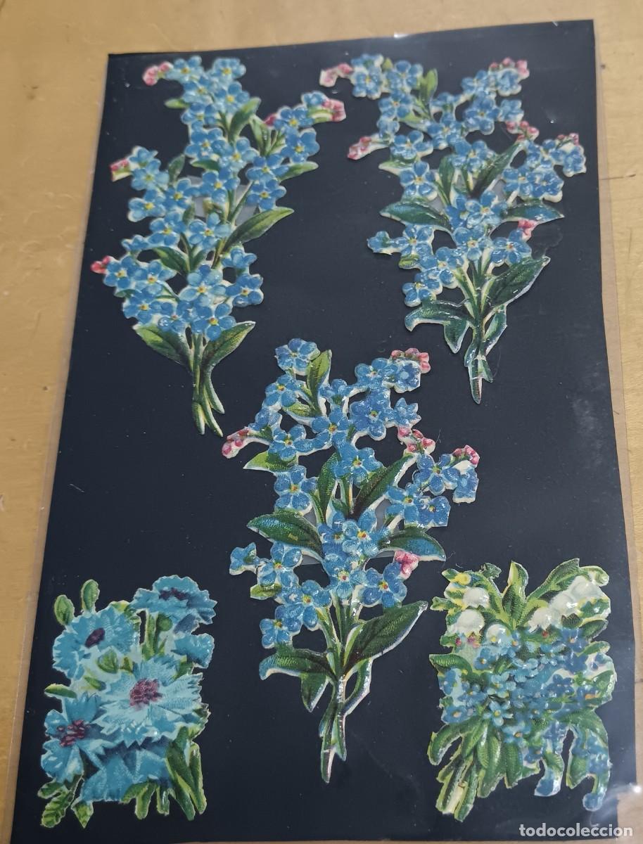 Coleccionismo cromos troquelados antiguos: LOTE DE 5 CROMOS TROQUELADO CON RELIEVE FLORES