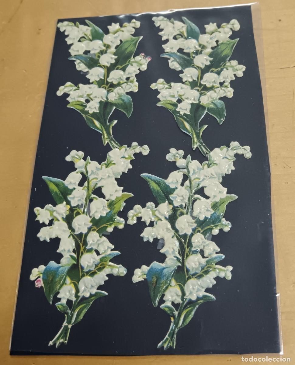 Coleccionismo cromos troquelados antiguos: LOTE DE 4 CROMOS TROQUELADOS CON RELIEVE FLORES 7 CM. ALTURA