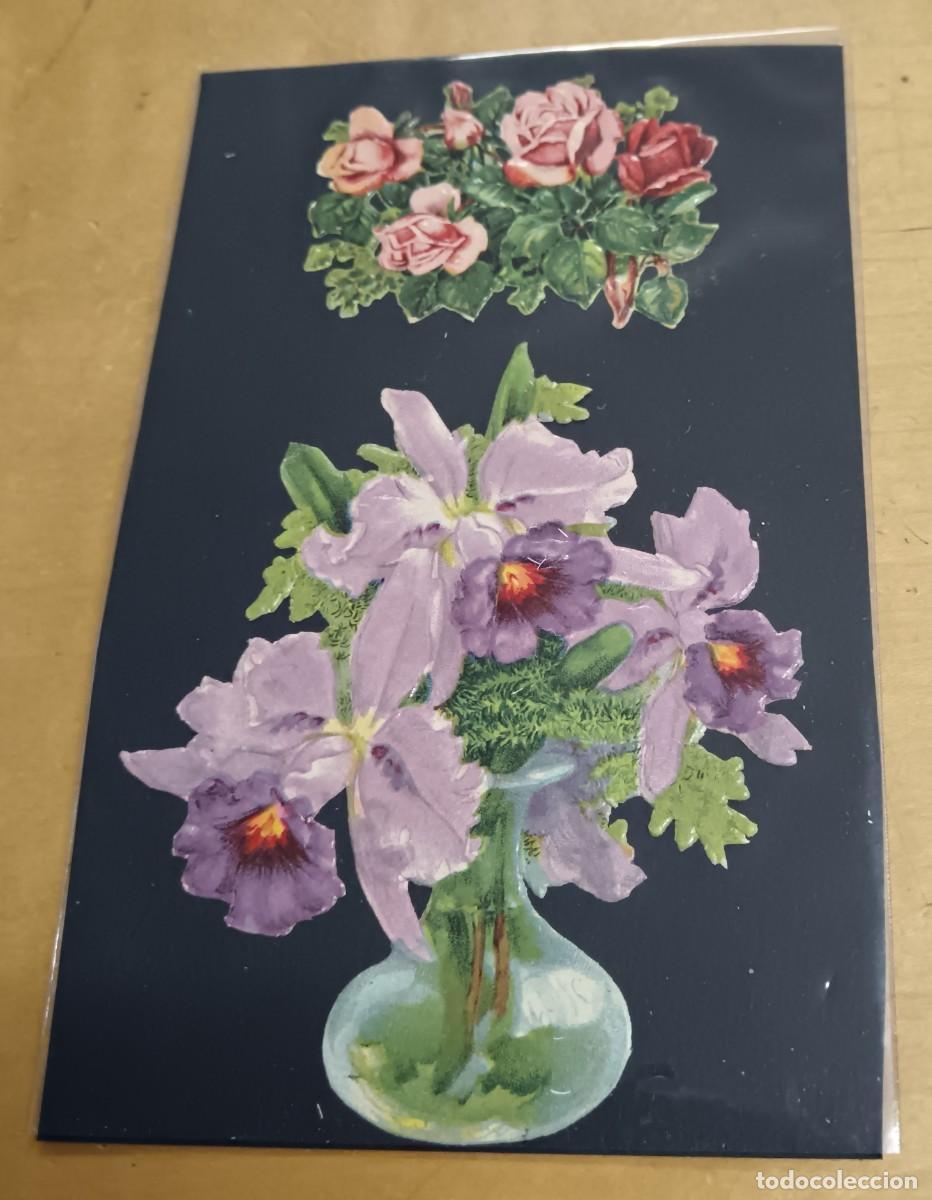 Coleccionismo cromos troquelados antiguos: LOTE DE 2 CROMOS ANTIGUOS TROQUELADOS CON RELIEVE FLORES