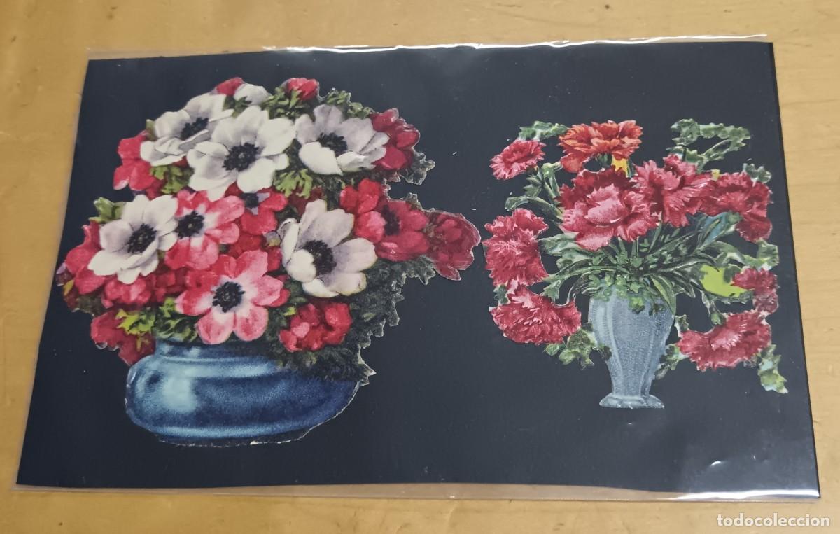 Coleccionismo cromos troquelados antiguos: LOTE DE 2 CROMOS ANTIGUOS TROQUELADOS CON RELIEVE FLORES