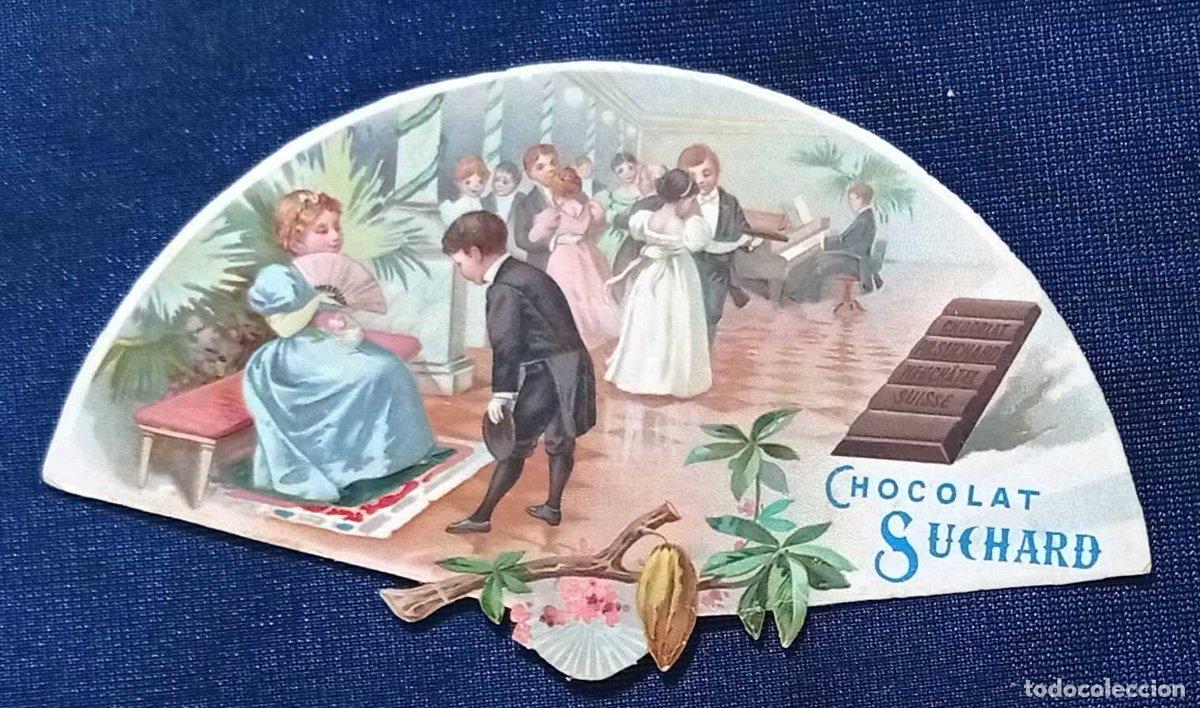 Coleccionismo cromos troquelados antiguos: CROMO EN FORMA DE ABANICO DE CHOCOLATE SUCHARD. TEXTO EN FRANC&Eacute;S.