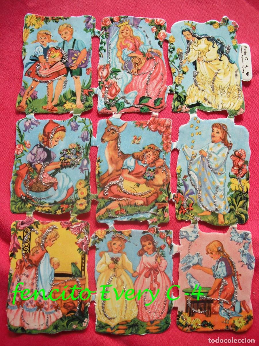 Collectionnisme Cartes &agrave; collectionner massicot&eacute;es anciennes: 4 ANTIGUAS L&Aacute;MINAS DE CROMOS ARGENTINAS EVERY C, DE LOS A&Ntilde;OS 60, con purpurina