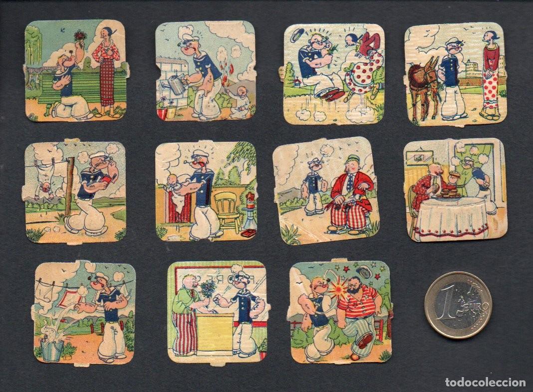 Coleccionismo cromos troquelados antiguos: LOTE DE 11 CROMOS TROQUELADOS A&Ntilde;OS 40 FHER DISNEY - POPEYE, OLIVIA... CON BRILLO Y RELIEVE.