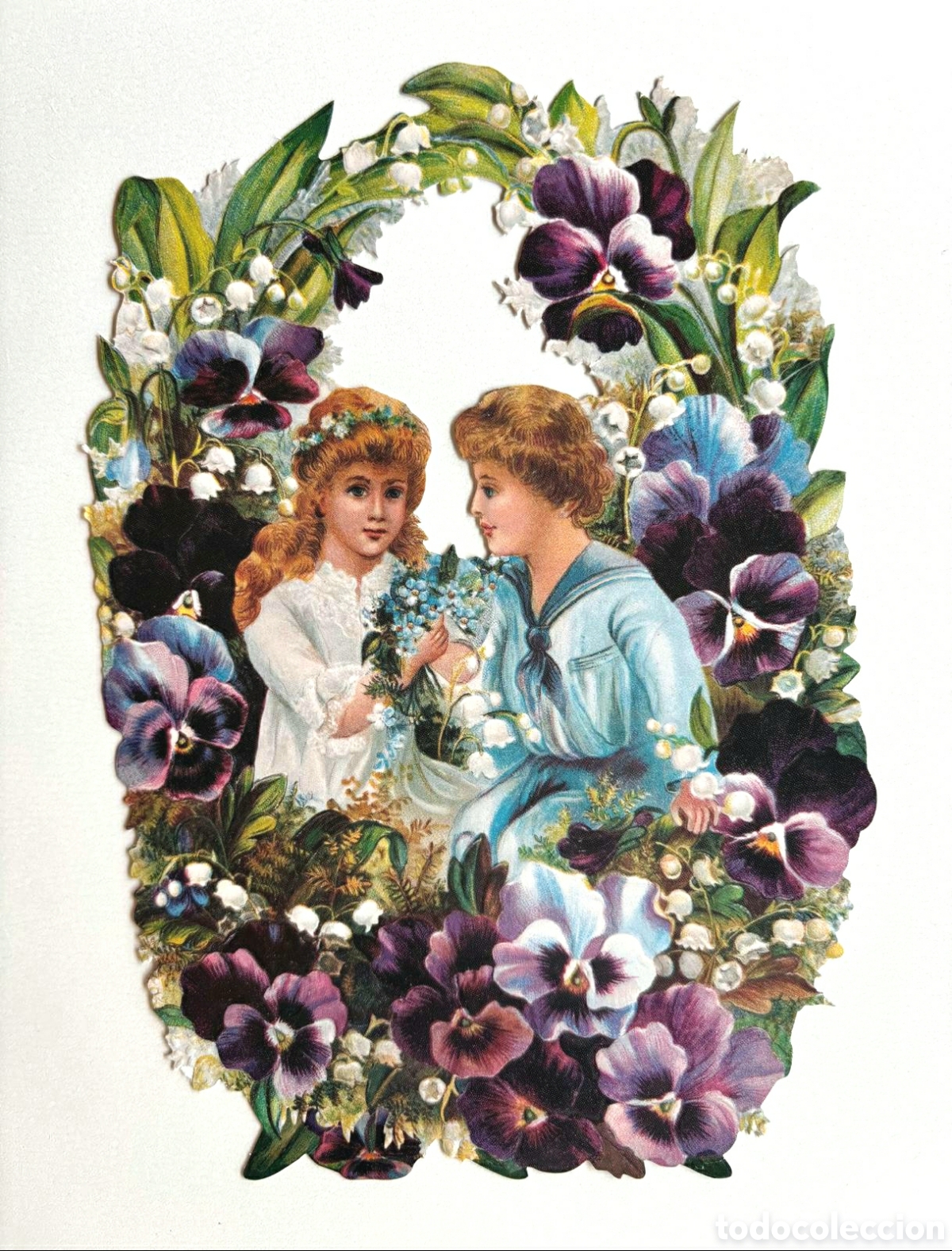 Coleccionismo cromos troquelados antiguos: CROMOS TROQUELADOS alemanes EF serie BK papel grueso RELIEVE 11 x 16 cm dibujos ni&ntilde;os flores NUEVO