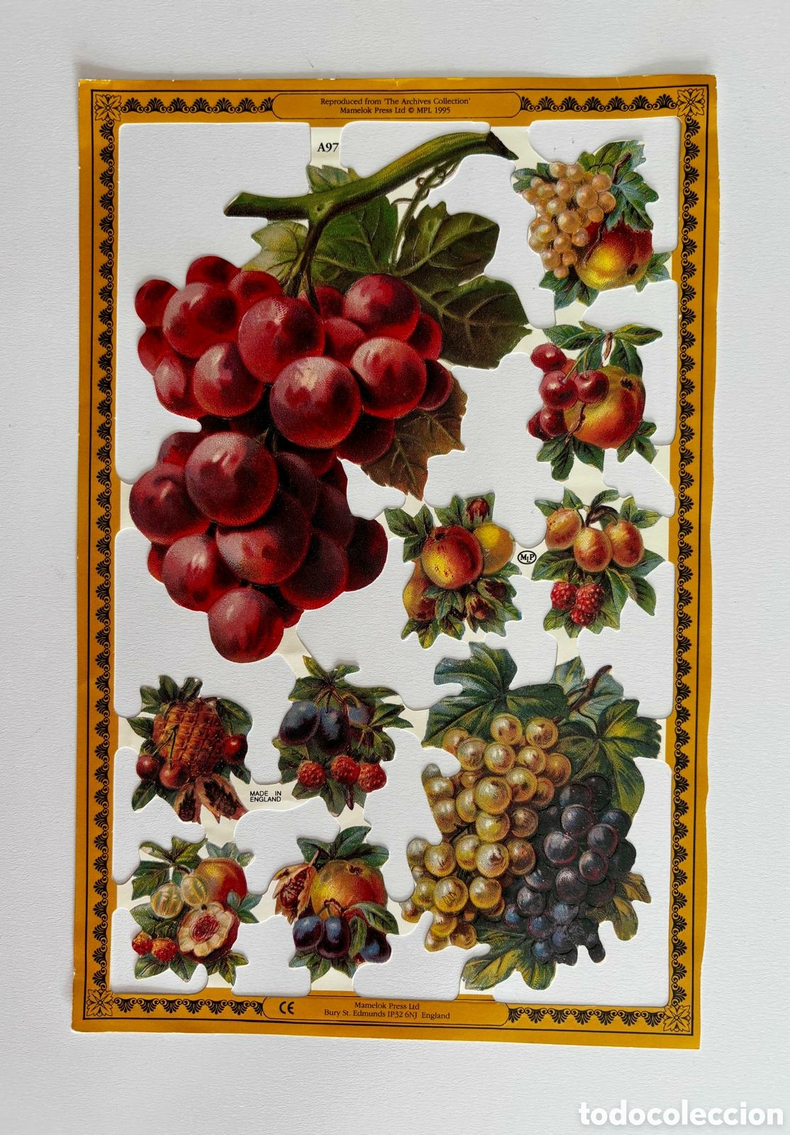 Coleccionismo cromos troquelados antiguos: L&aacute;mina CROMOS TROQUELADOS ingleses MLP A97 Serie Oro frutas NUEVA colecci&oacute;n juegos infantiles ni&ntilde;os