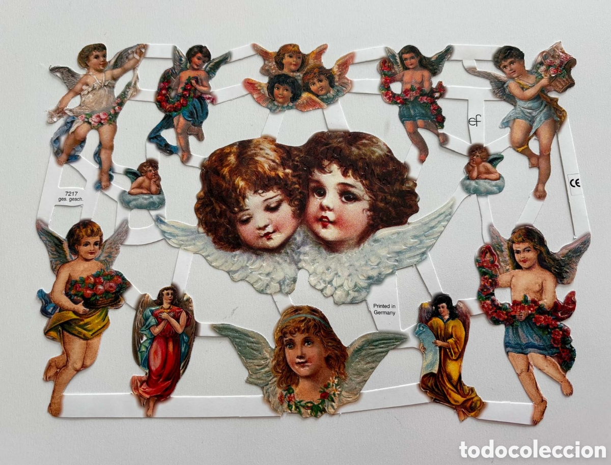 Coleccionismo cromos troquelados antiguos: L&aacute;mina CROMOS TROQUELADOS alemanes EF 7217 dibujos &aacute;ngeles querubines NUEVA colecci&oacute;n infantil ni&ntilde;os